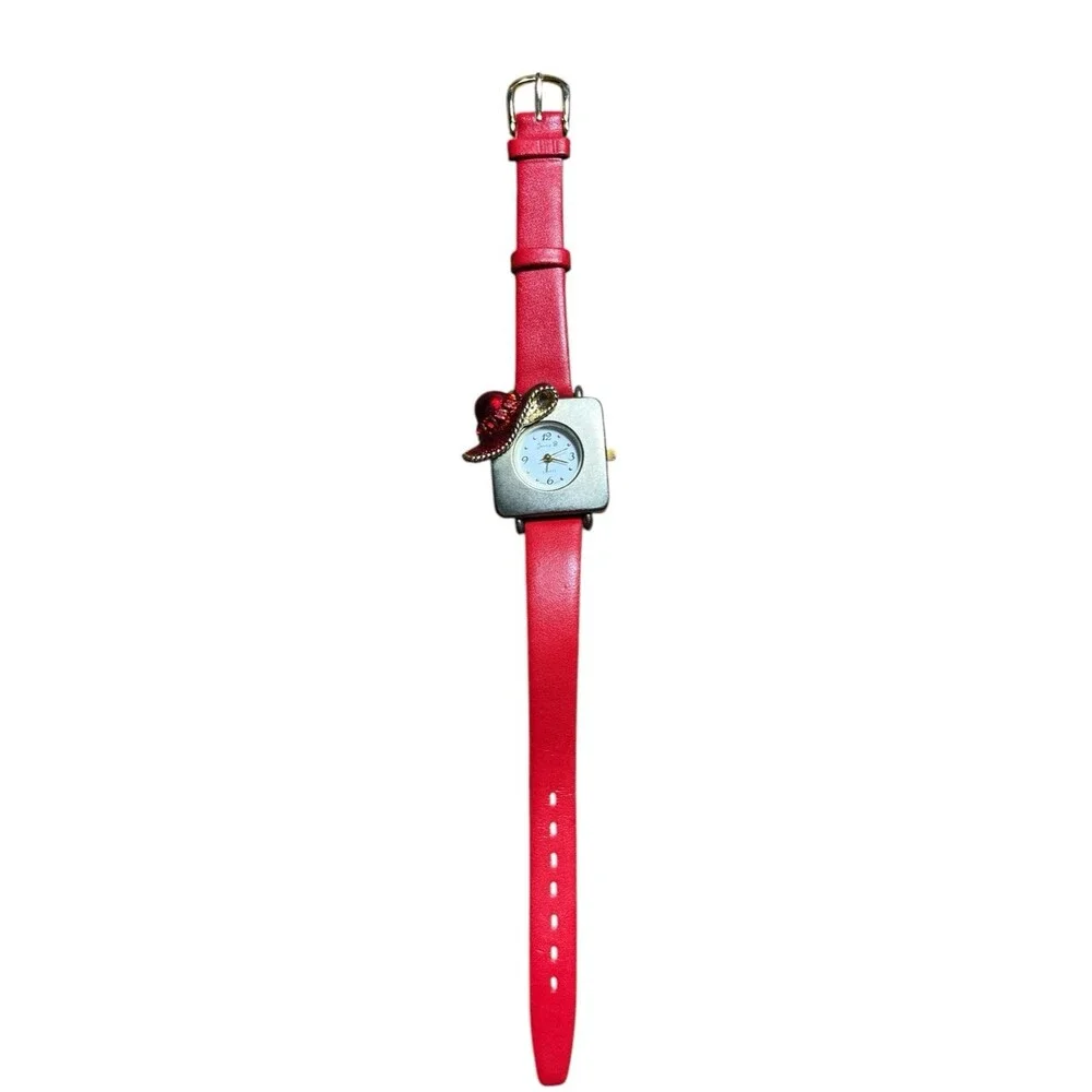 Vintage Jennie B Red Hatter Watch Leather Band New Battery
